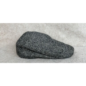 Dark Gray Herringbone Wool 8 Panels Cap, Peaky Blinders Hat Sz M 7 1/8”